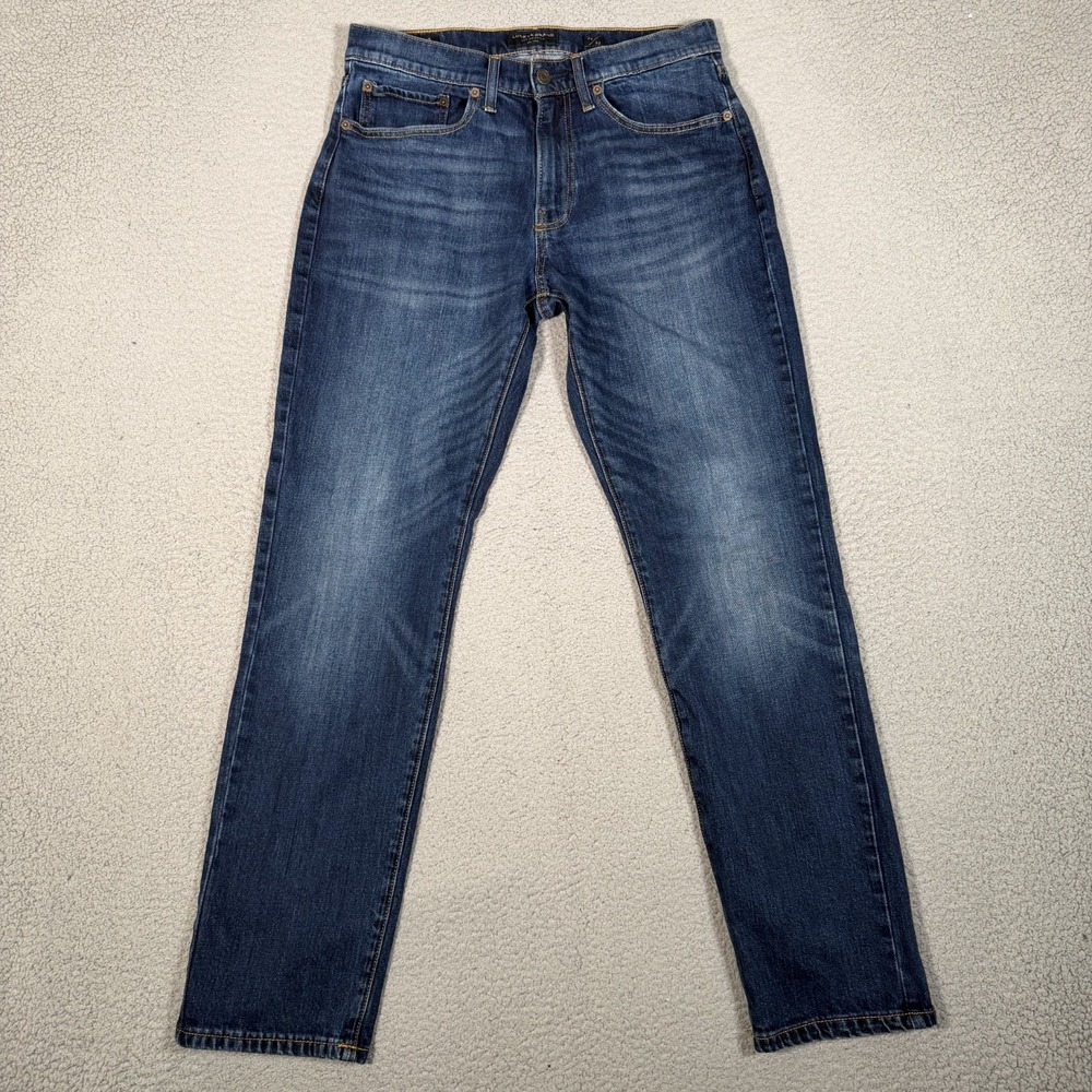 Lucky Brand Jeans Mens 32x32 Blue 121 Slim Straight Casual Preppy 5 Pocket Logo